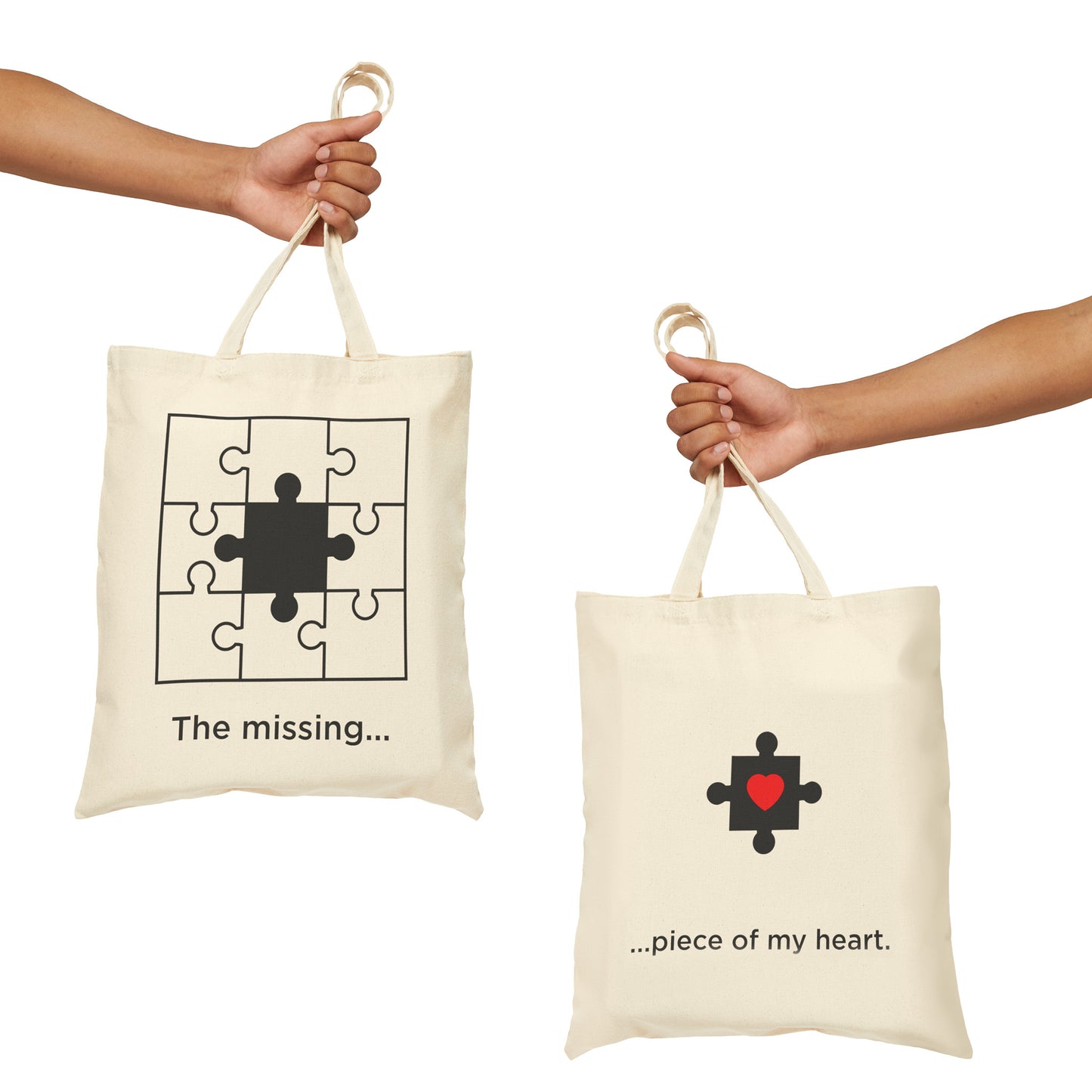 The Missing Piece of My Heart – Matching Tote Bag Natural Set