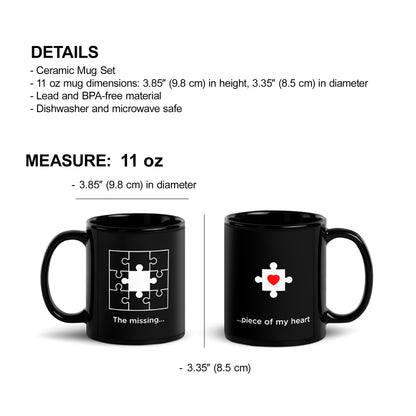 The Missing Piece of My Heart – Couples Mug Set (Black)