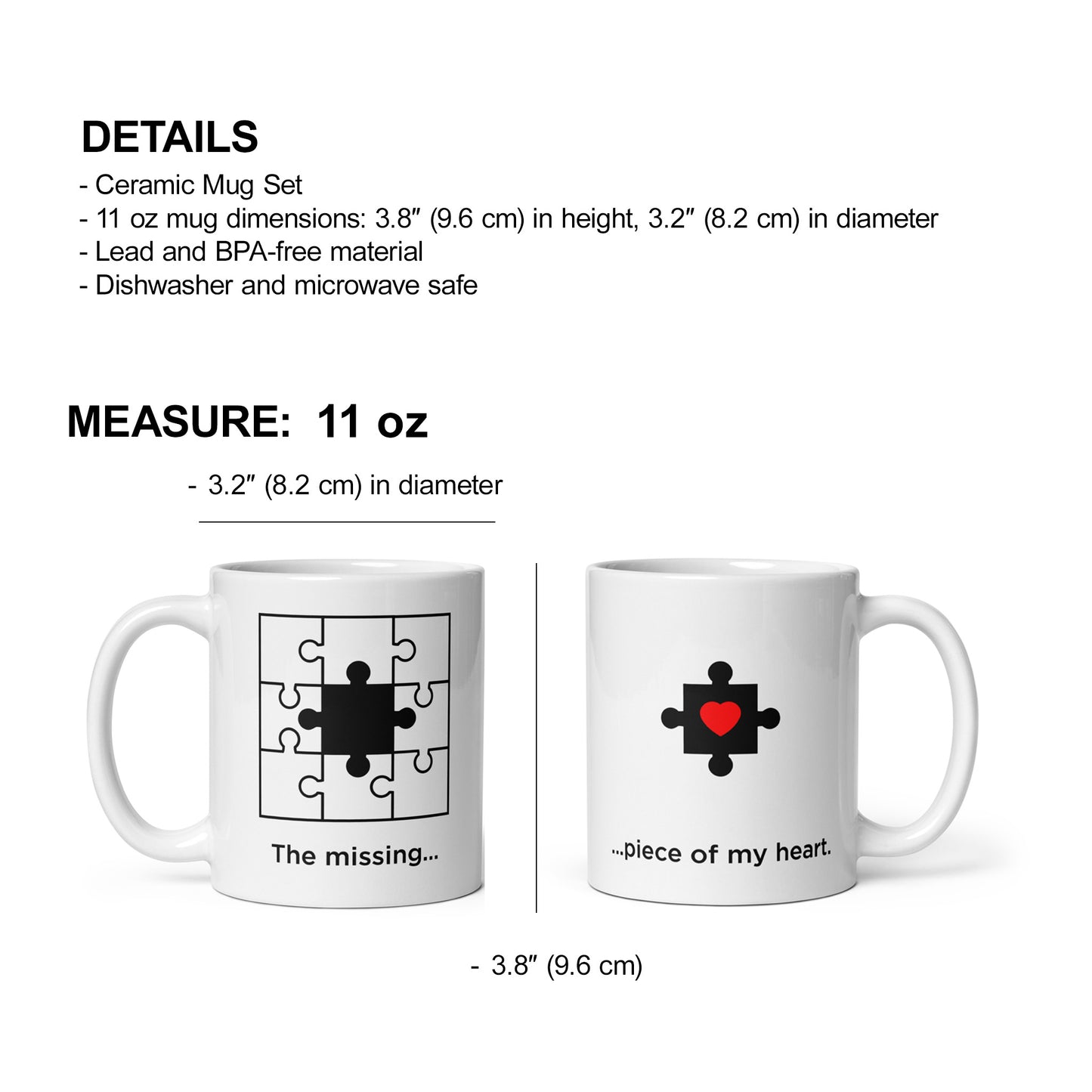 The Missing Piece of My Heart – Couples Mug Set