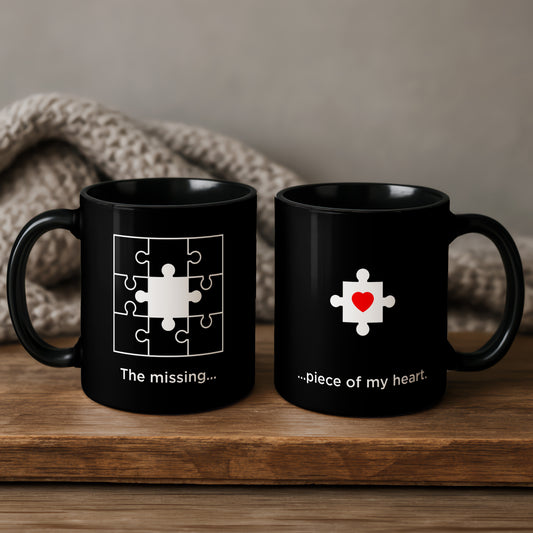 The Missing Piece of My Heart – Couples Mug Set (Black)