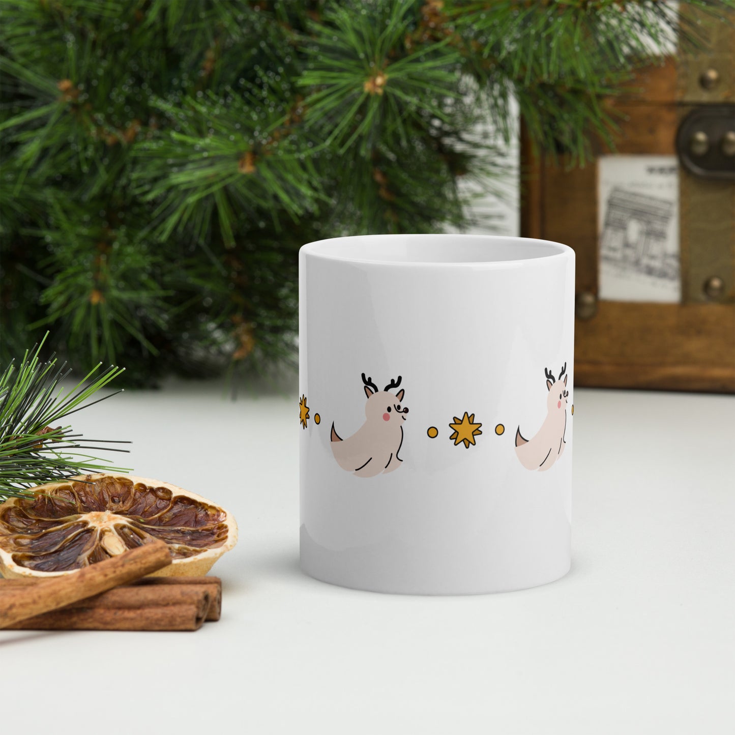Little Ghost of Christmas Mug - Santa Ghost & Reindeers