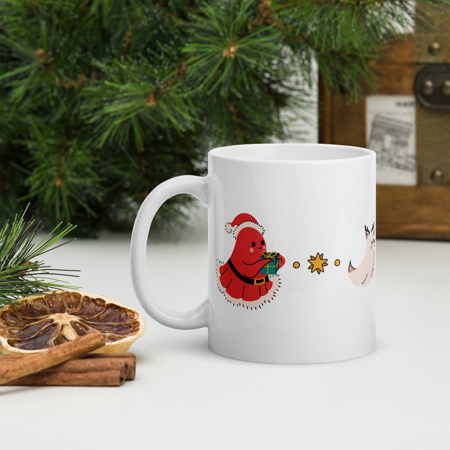 Little Ghost of Christmas Mug - Santa Ghost & Reindeers